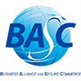 Logotipo de BASC con un diseño estilizado de un globo en el fondo.