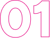 Números "01" en trazo rosa sobre fondo transparente.