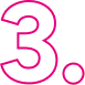 Número tres en color blanco con borde rosa y sombra.